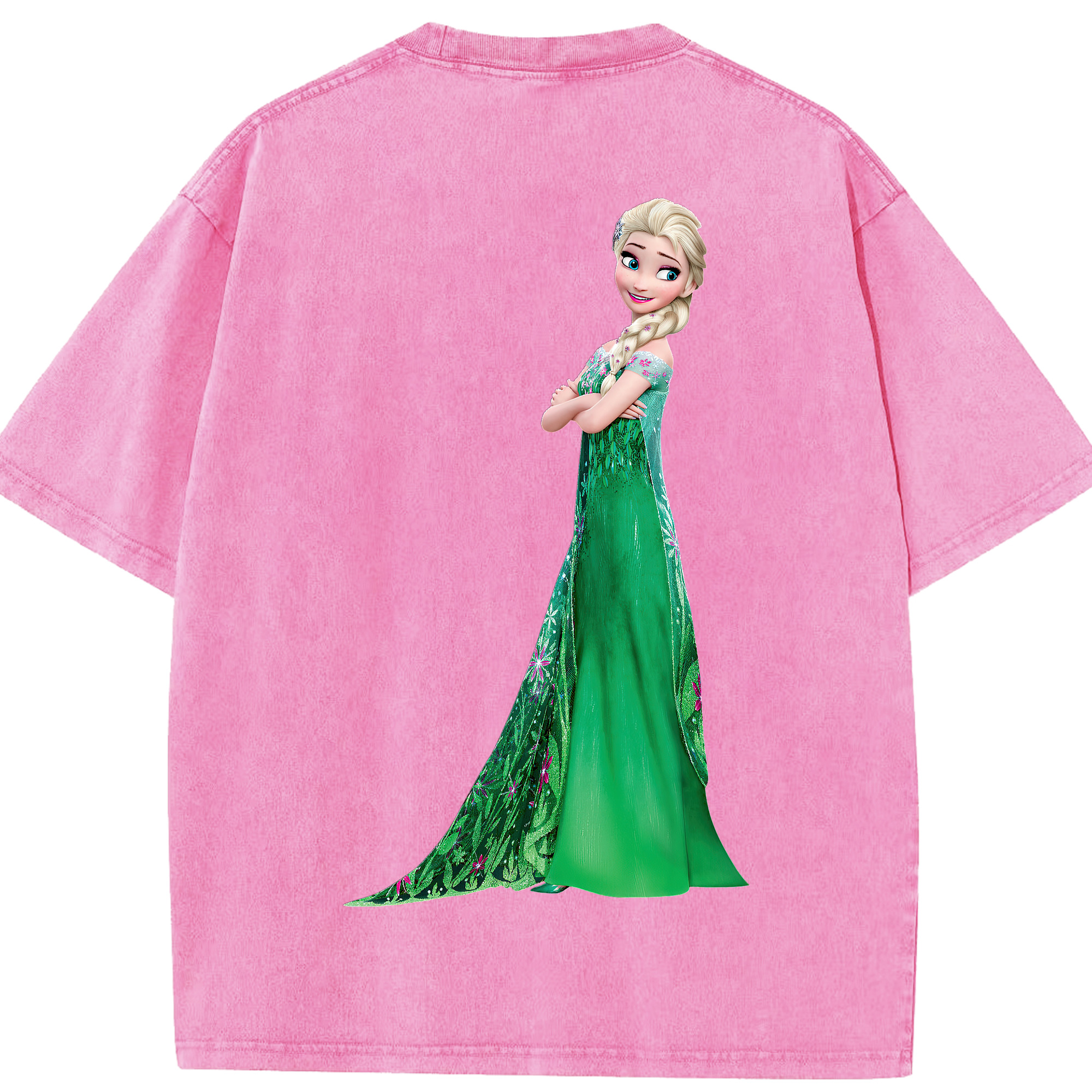 （画像用） アナと雪の女王 アンナ エルサ Frozen Anna Elsa 綿100% ヴィンテージ風 半袖Tシャツ（背面プリント）